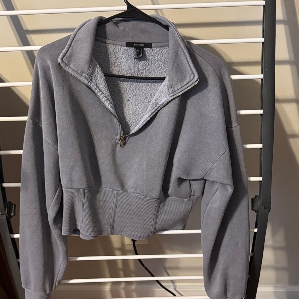 Forever 21 Gray Quarter-Zip Sweater
